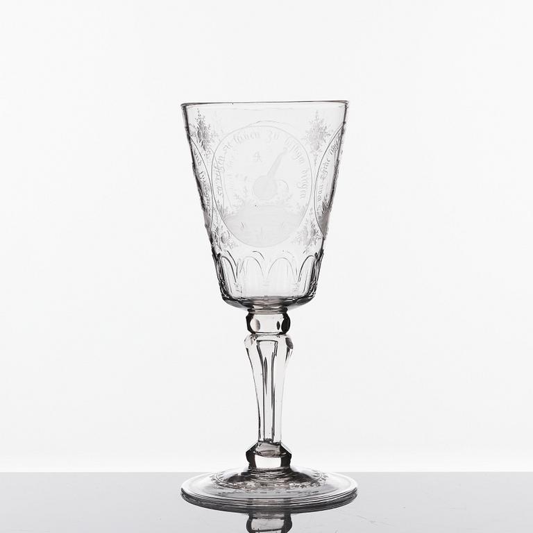 A German cut and engraved goblet, 18th Century.