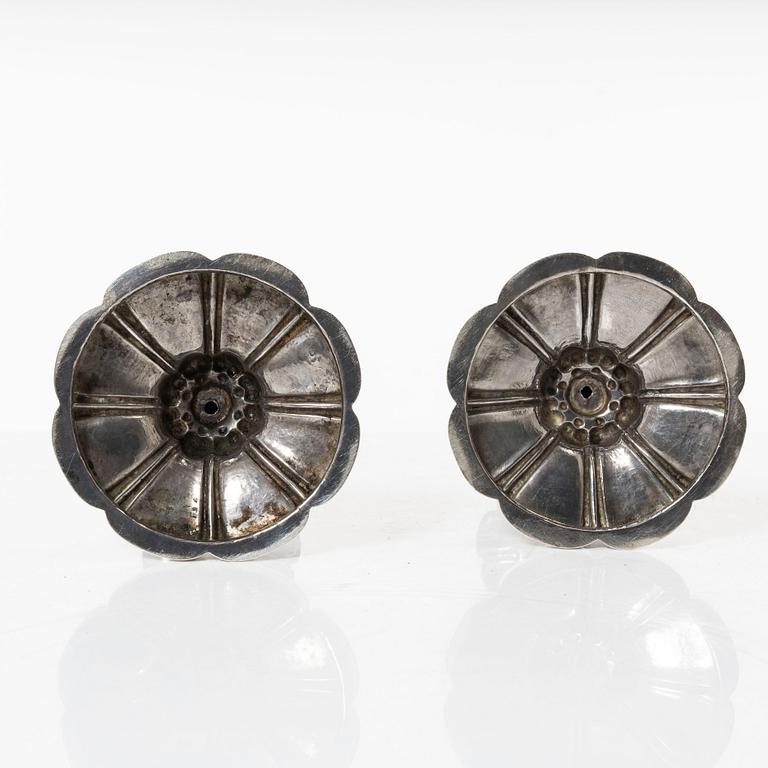 Candelsticks, a pair of silver, Cristopher Creutz Stockholm 1855.