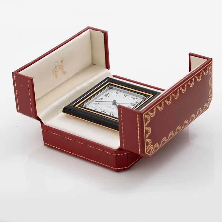 Cartier, Paris, "Pendulette", table clock, ca 75 x 75 x 7 (23) mm.