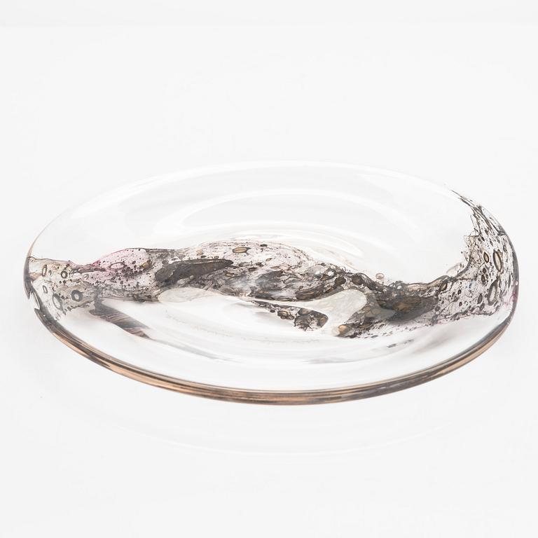 Björn Weckström, art glass plate, signed Björn Weckström Nuutajärvi Notsjö.