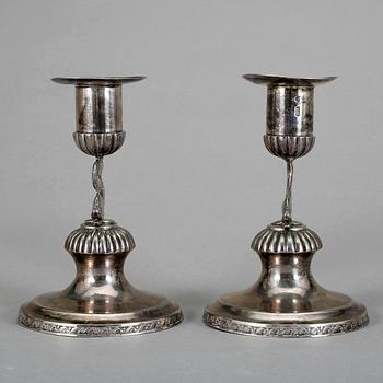LJUSSTAKAR, silver, empire, sannolikt Barkander & Söhrling, verksam 1825-57 i Linköping.