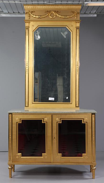 SPEGEL samt KONSOLSKÅP, gustaviansk stil, 1900-tal.