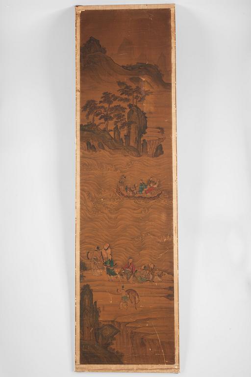 Paintings, 8 parts, depicting the eight immortals crossing the sea, late Qing Dynasty, 19th Century.