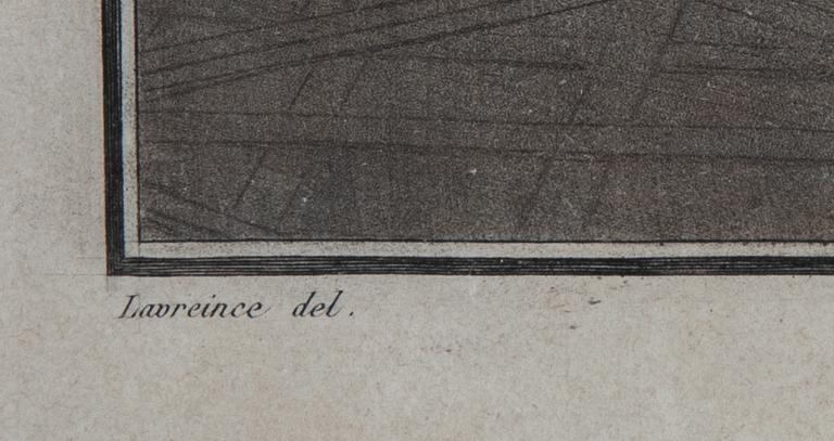 Niclas Lafrensen d.y., efter. Gravör Jean Francois Janinet. Tre färggravyrer, bildstl 35,5 x 28 cm vardera.