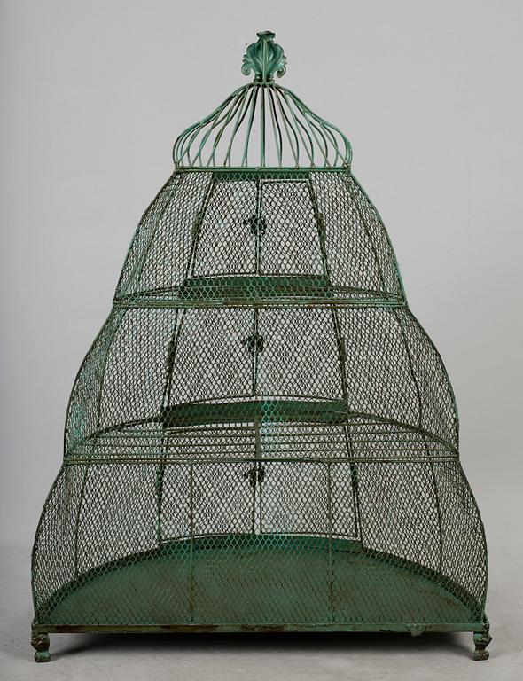 FÅGELBUR, grönmålad plåt, 1900-tal.