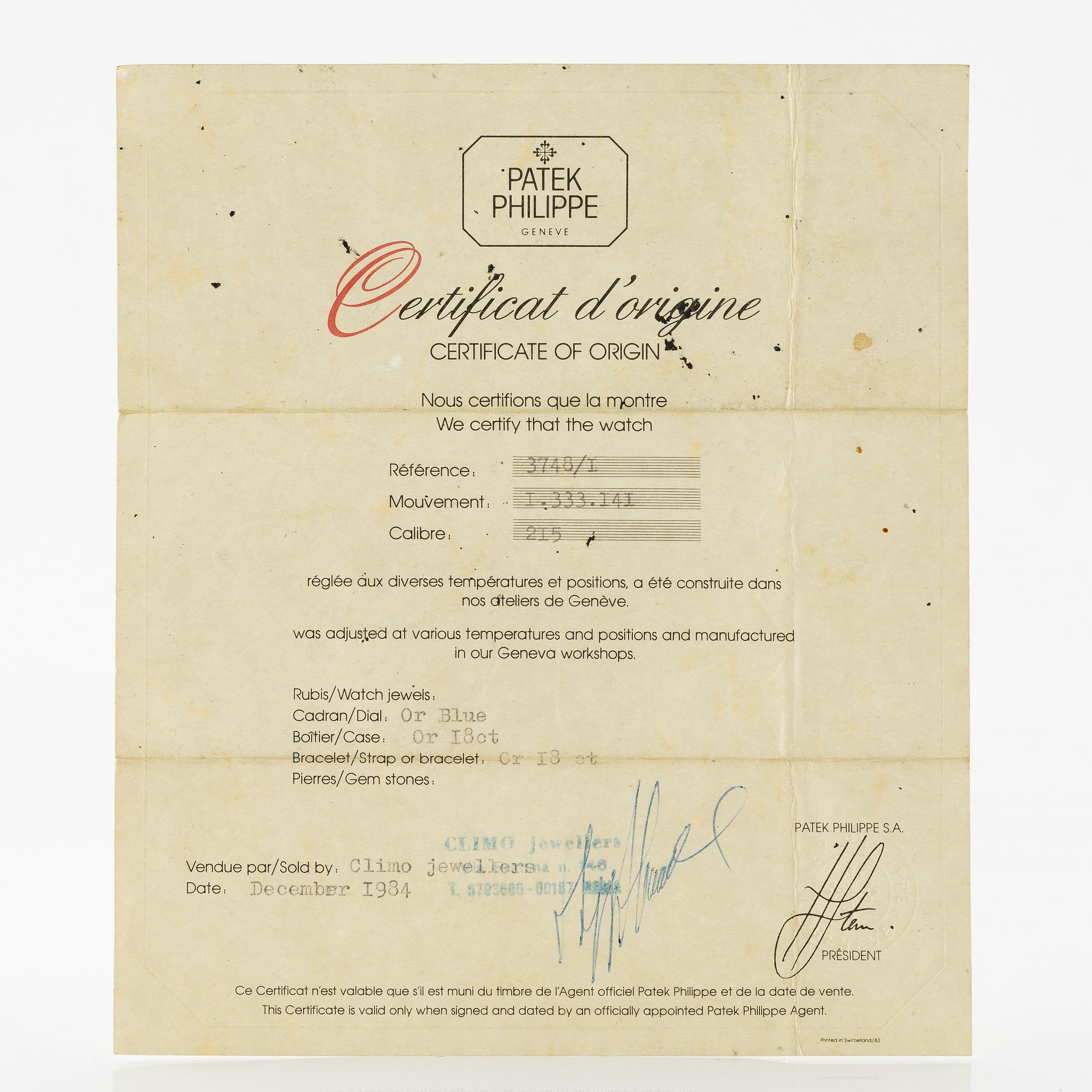 Patek Philippe, Geneva, Golden Ellipse, wristwatch, 27 x 32 mm.