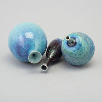 BERNDT FRIBERG, a set of three stoneware vases, Gustavsberg studio, Sweden 1965-74.