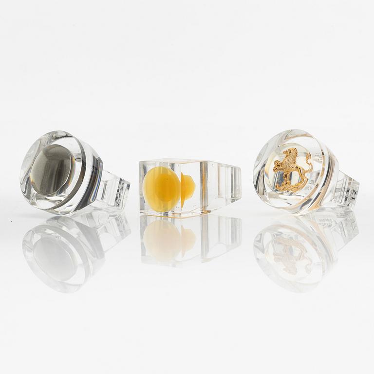 Siv Lagerström, three rings acrylic plastic, 1970s.