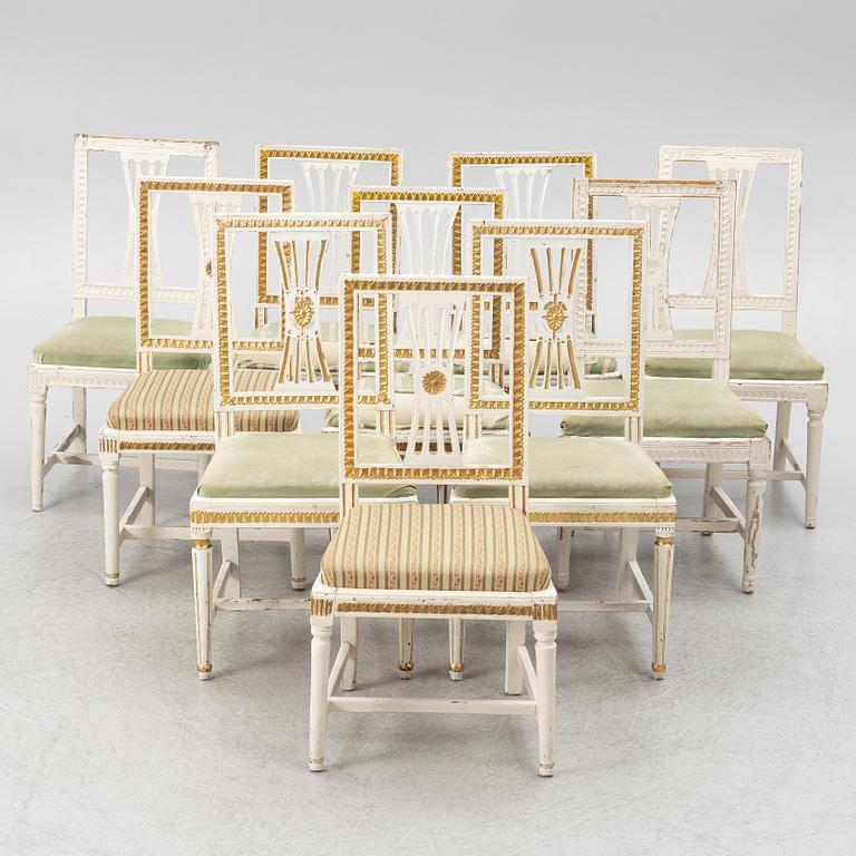Chairs, 10 similar, circa 1800, late Gustavian.