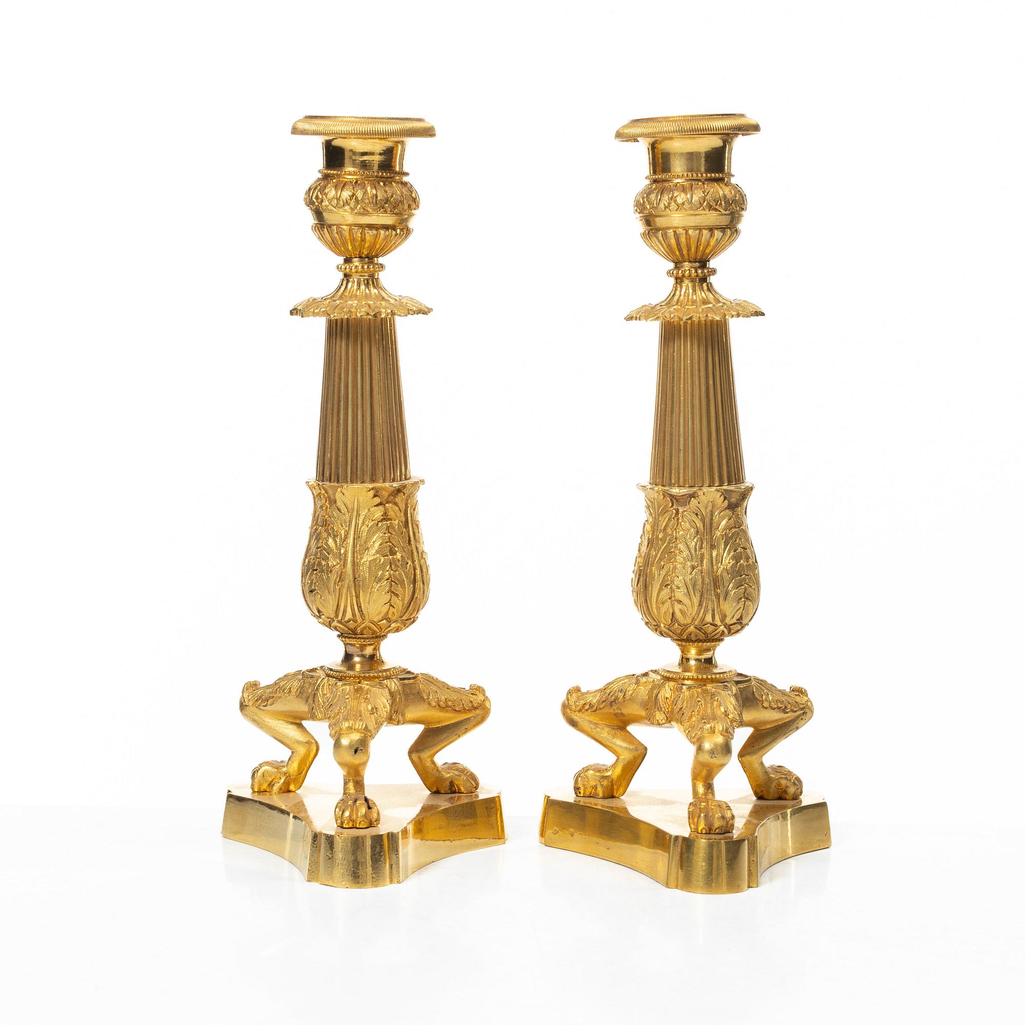 Ljusstakar, ett par, senempire-stil, sent 1800-tal.