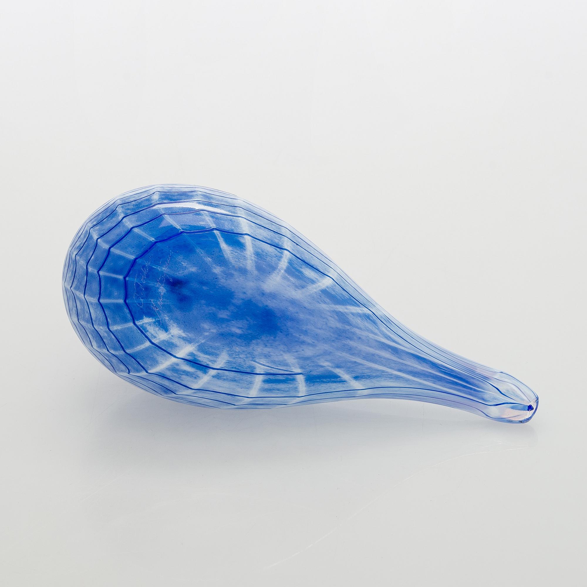 Oiva Toikka, glasfågel, "Blue Bird", signerad O. Toikka, Nuutajärvi.