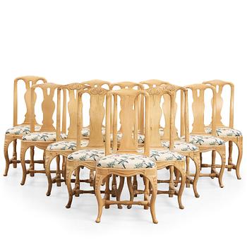 47. Twelve chairs (4 and 8 matched), Swedish Rococo, 18th century.