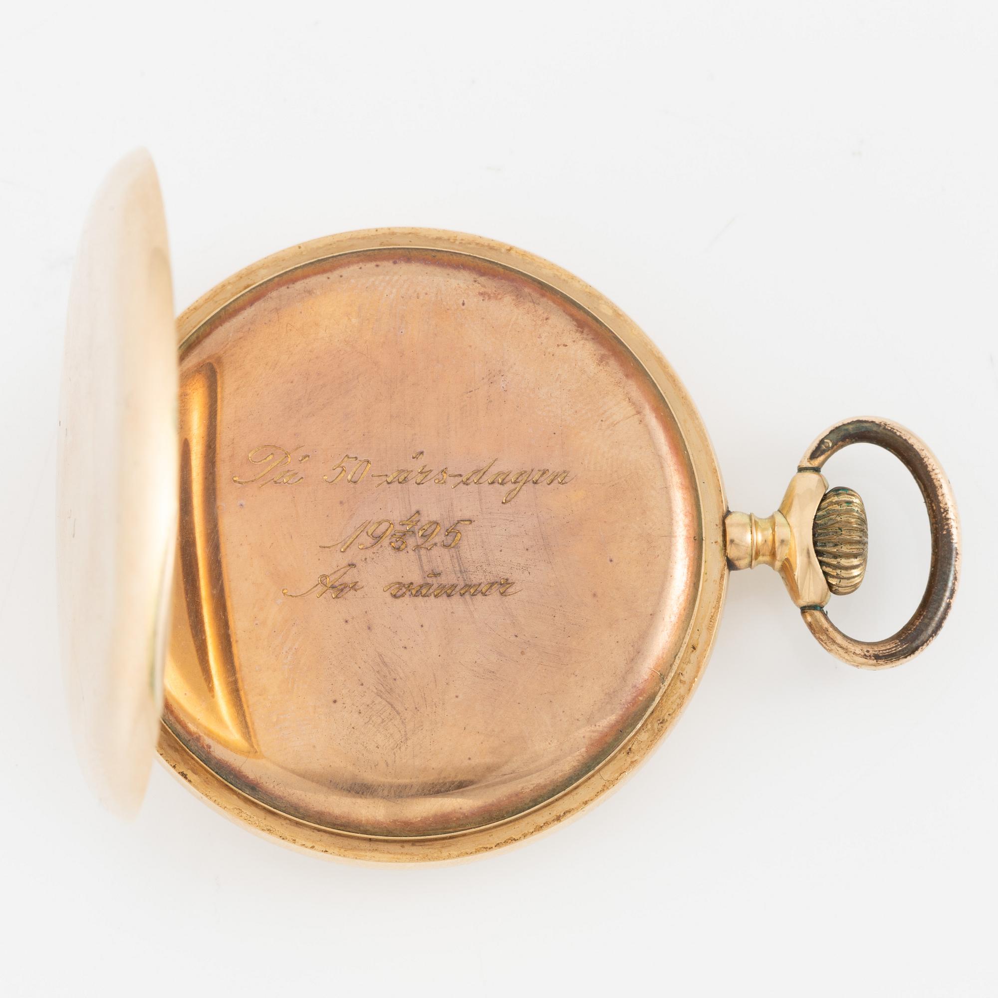 Pocket watch, 14K gold, 50.5 mm.