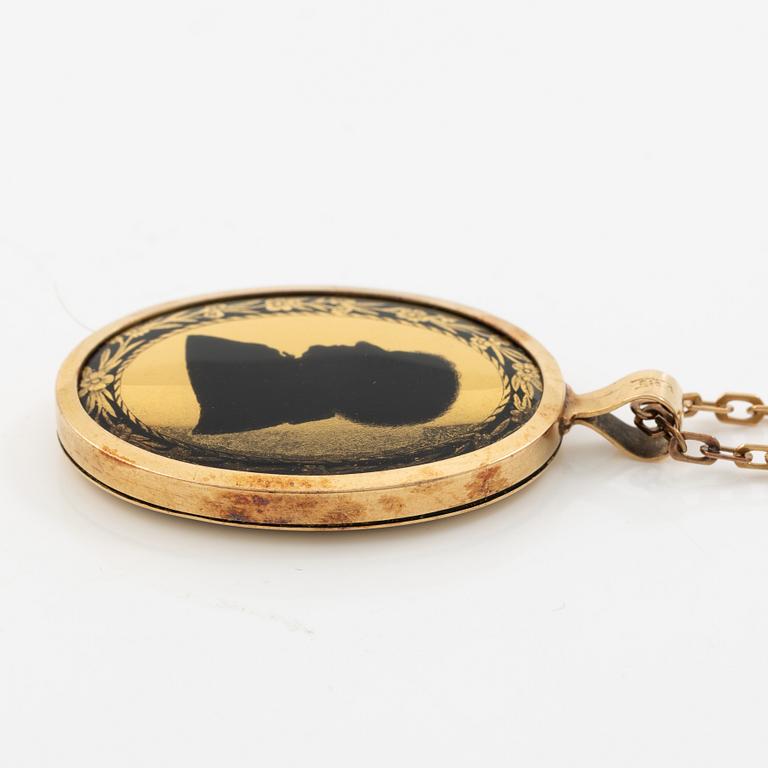 Collier 18K guld med siluettporträtt, 1800-tal.