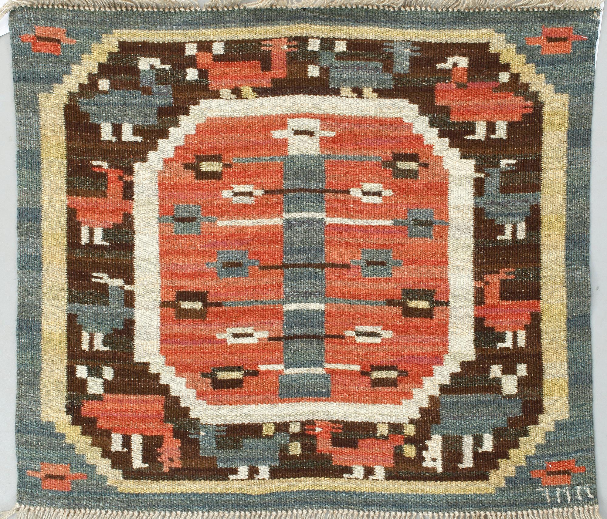 VÄVNAD / PROVBIT, ylle, gobelängteknik, signerad MMF, 1930-tal.