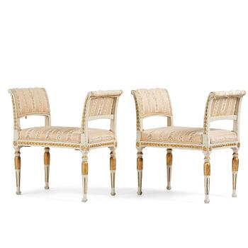 87. A pair of late Gustavian stools, Stockholm, late 18th century.