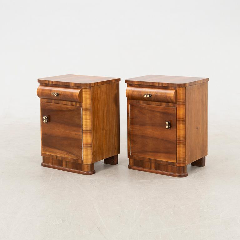 Bedside tables, a pair, first half of the 20th century.