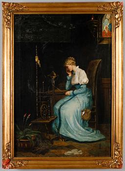 OKÄND KONSTNÄR, olja på duk, 1800-tal, otydligt signerad Lemonier.