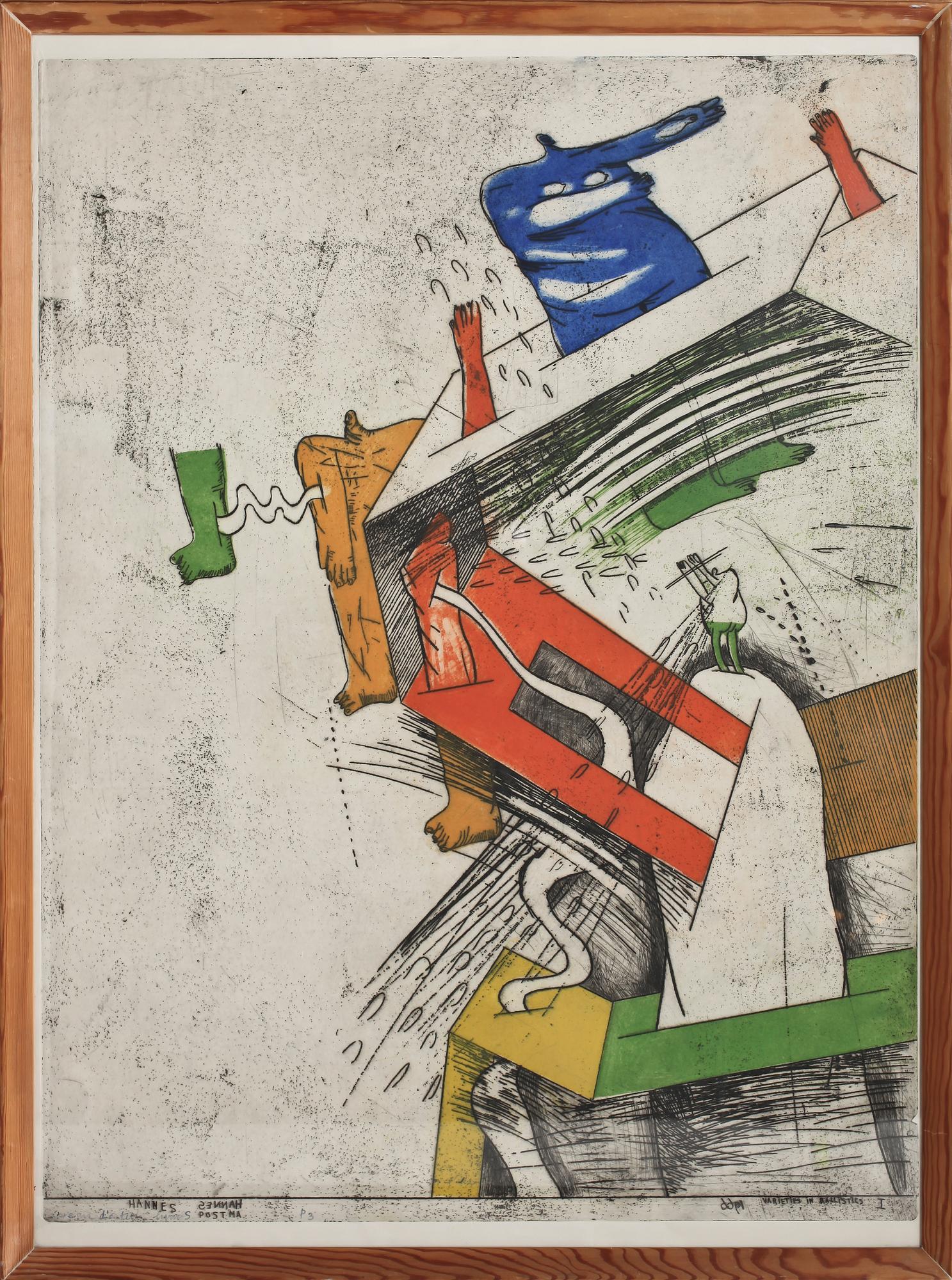 HANNES POSTMA, kolorerad etsning, sign.