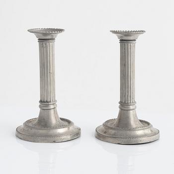 A pair of late Gustavian pewter candlesticks, mark of Samuel Renström (master in Karlskrona 1782-1797/1800).