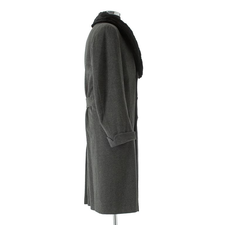 A.W. BAUER, a grey wool overcoat.