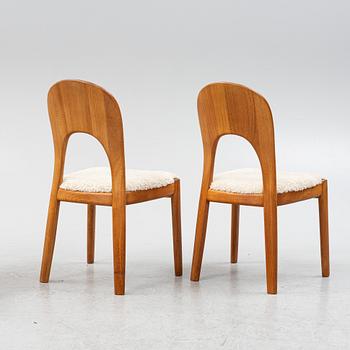 Niels Koefoed, six teak dining chairs upholstered in sheepskin, Denmark, 1960's.