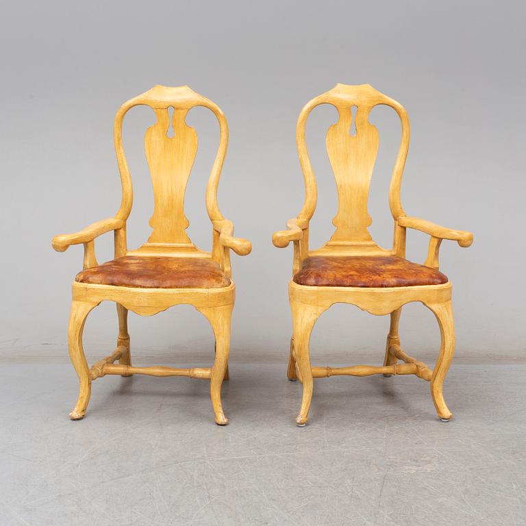 A pair of Swedish late Baroque 18th century armchair.