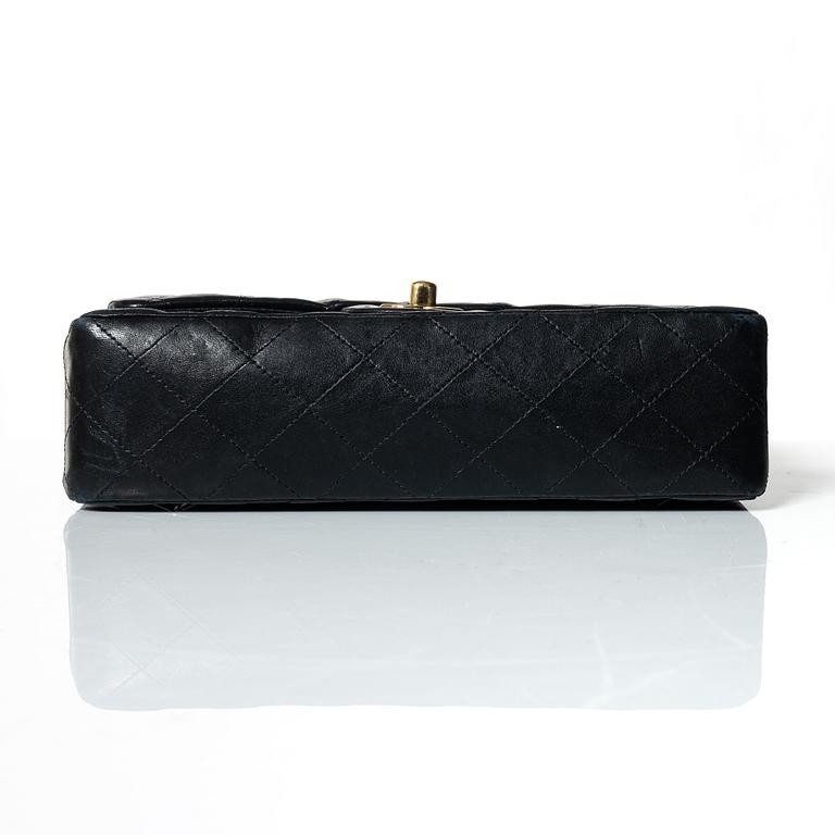 Chanel, A black leather 'Double Flap Bag Small'.
