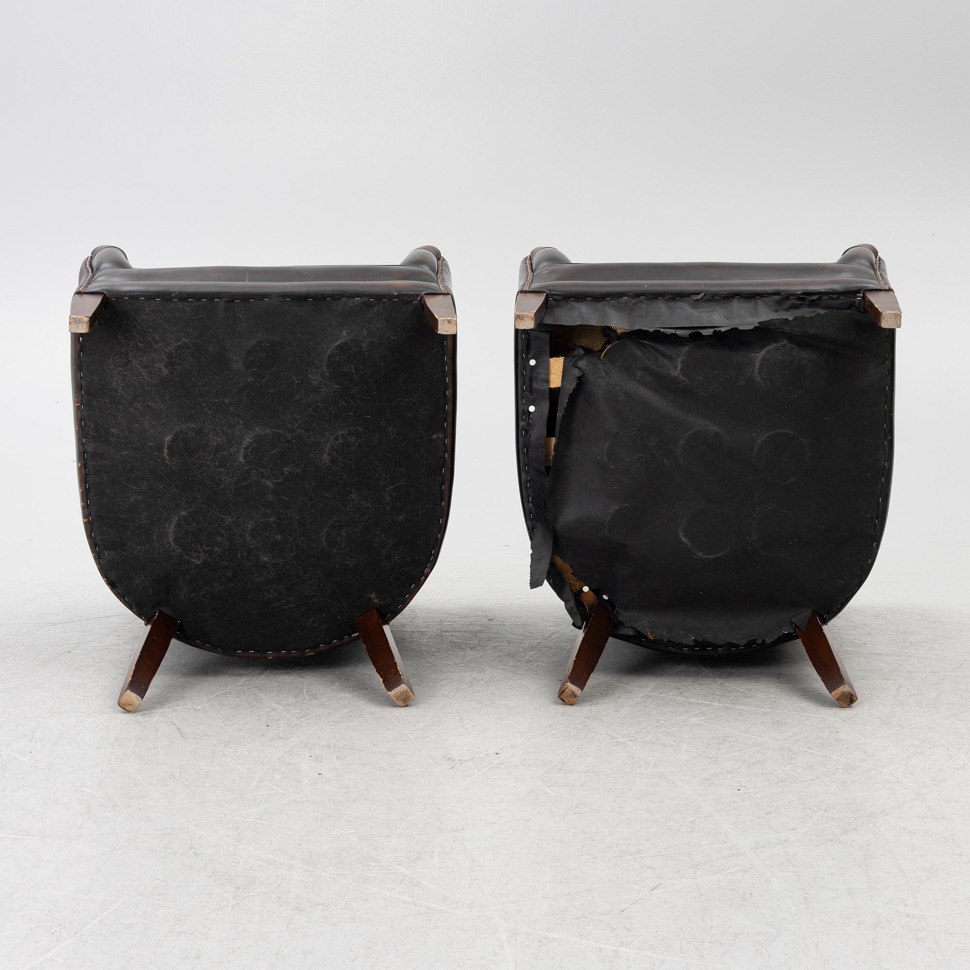 Armchairs, a pair, purchased from Georg Hensher, second half of the 20th century.