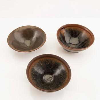 Bowls 3 pcs temmoku, Song Dynasty (960-1279) stoneware.