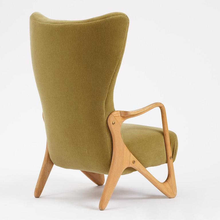 Jens Malling Pedersen, a rare "Pelican" high back easy chair, Dantos, Vejle, Denmark, 1950s.