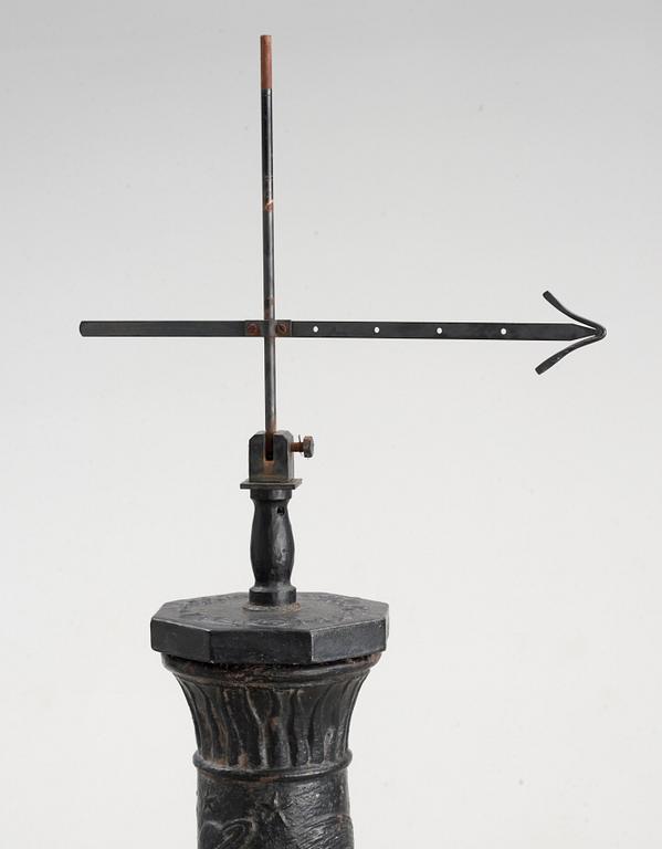 A Johannes Dahl black lacquered cast iron column, Näfveqvarn, Sweden 1920's.