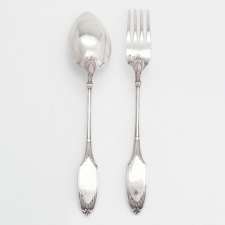 A pair of silver serving cutlery, maker's mark of Bracia Hempel, Warsaw around 1900.