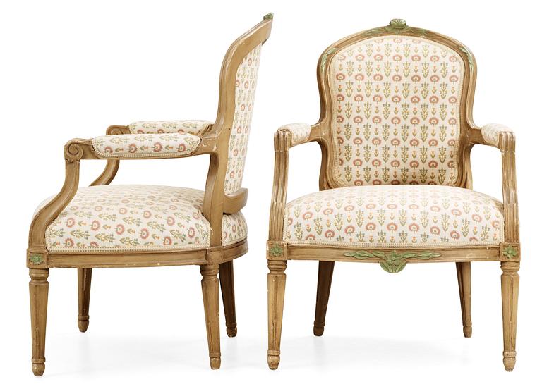 A pair of Royal Gustavian armchairs 1778.