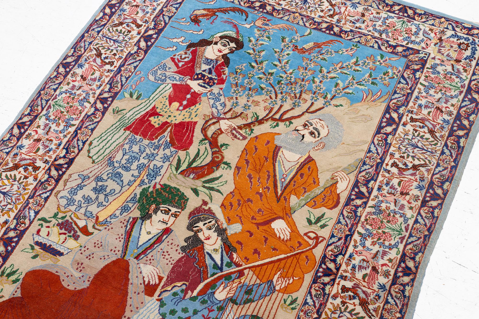 A Tabriz rug, figural, c. 152 x 108 cm.