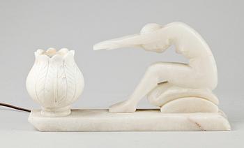 BORDSLAMPA, alabaster, art deco, 1930/40-tal.