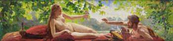 804. Gottfrid Kallstenius, Liggande kvinna med faun.