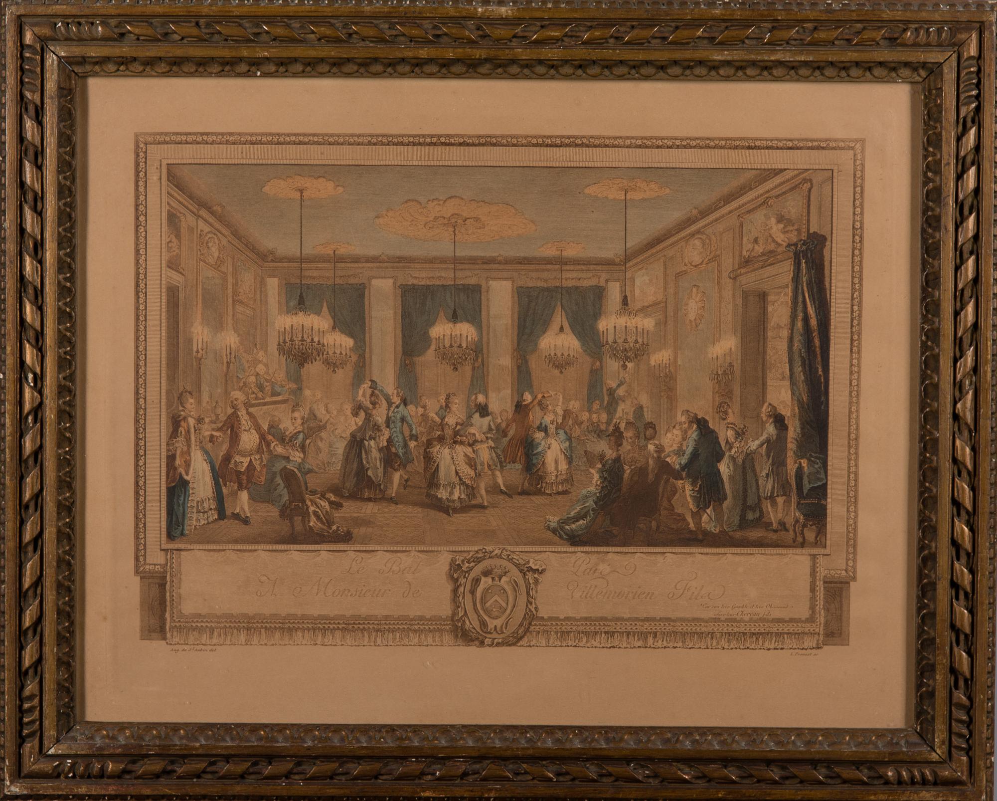 AUGUSTIN DE SAINT-AUBIN, efter, 2 st handkolorerade etsningar, L. Provost, 1800-tal.