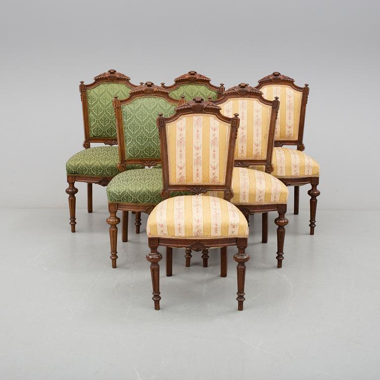 STOLAR, 6 stycken, nyrenässans, omkring år 1900.