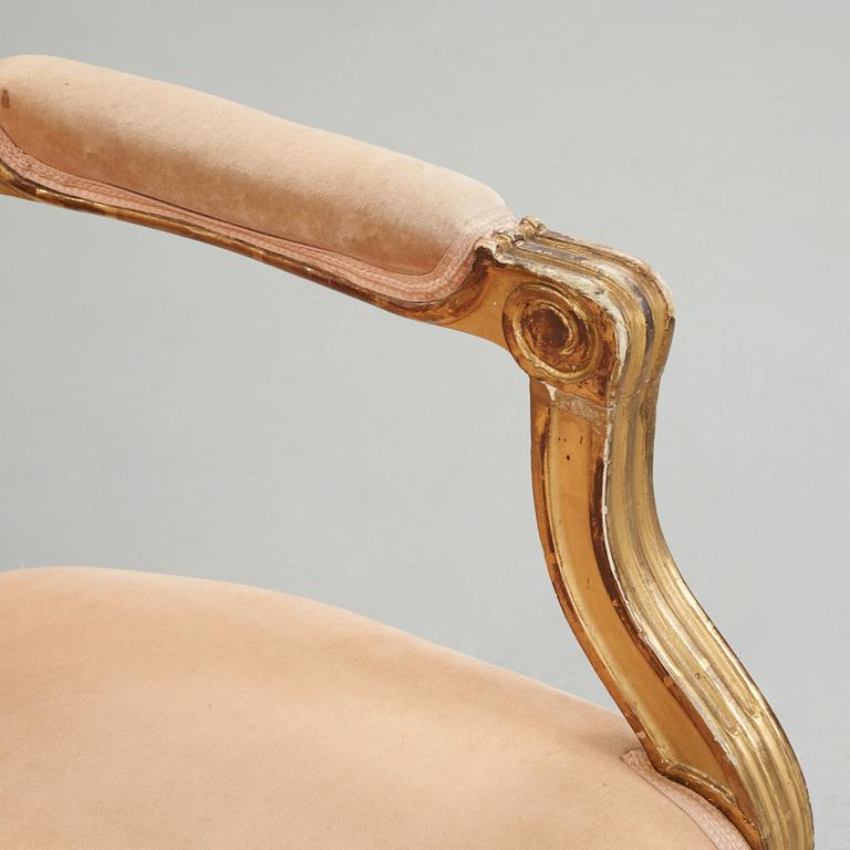 A pair of Gustavian armchairs by Johan Öhrmark (master in Stockholm 1761-1780's).