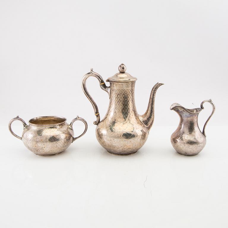 Daniel & Charles Houle, kaffeservis 3 dlr sterlingsilver, London 1863 och 1873.