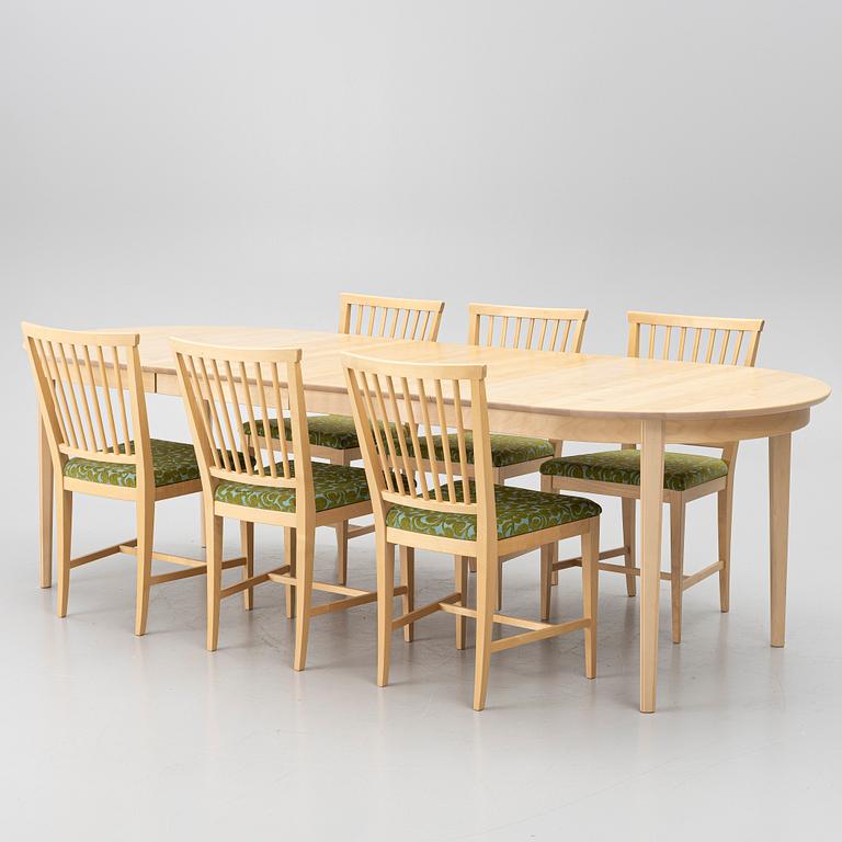 Carl Malmsten, A 7 pieces dining set, "Vardags", Stolab, 2013 and 2014.