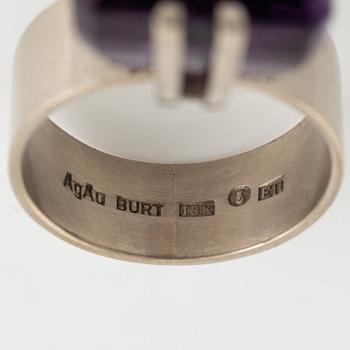 18K white gold and amethyst ring, Burt Edman.