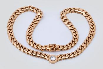 Necklace 18k gold 1 old-cut diamond approx 0,90 ct approx H-I/SI, Gunnar Fahlström Stockholm 1991, total weight 86,0 g.