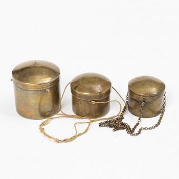 Mine compasses 3 pcs, one marked Rosén Falun, 19th century.
