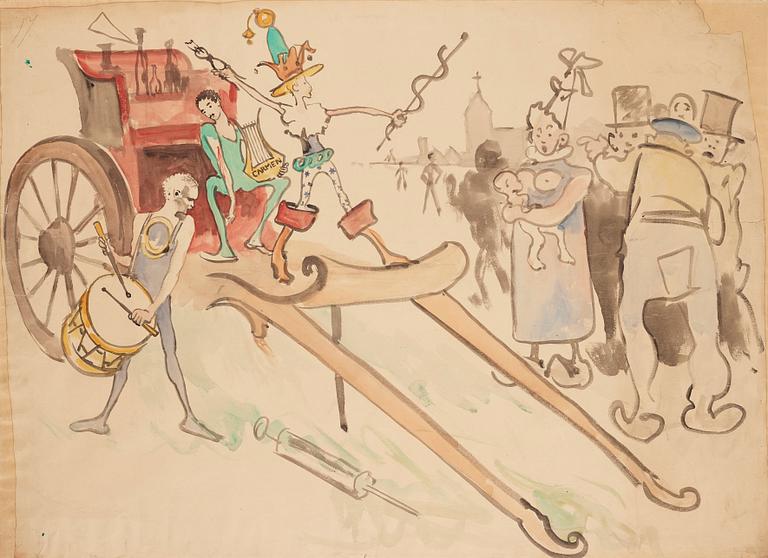 Carl Larsson, utförd 1884. Akvarell och kol på papper uppklistrad på duk.