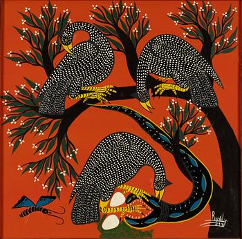 Aly, Tingatinga painting, Exotic Birds.
