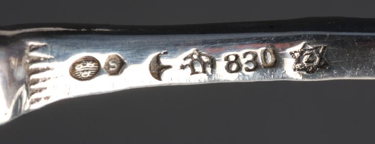 PARTI BESTICK, 6 delar. Silver, importstämplar mm.