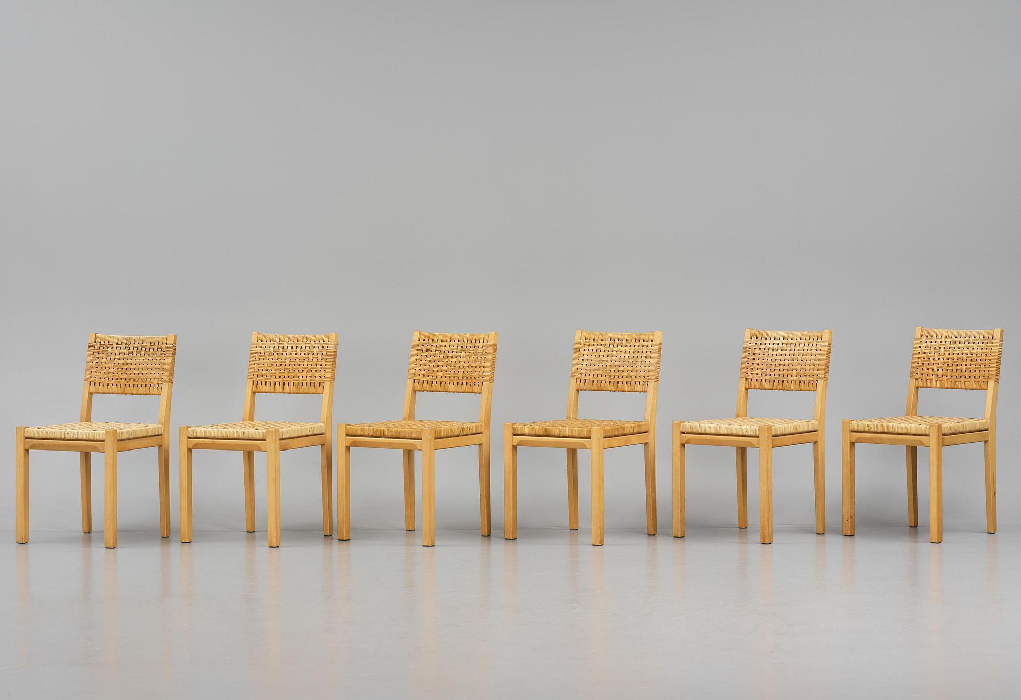 Aino Aalto, stolar, sex stycken, modell "615", Artek, Finland, 1900-talets andra hälft.