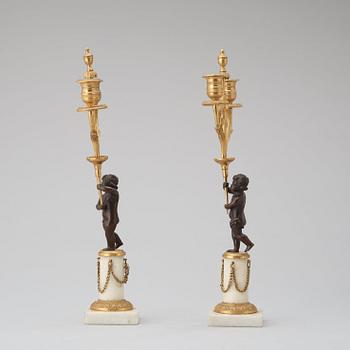 A pair of Gustavian late 18th century two-light candelabra.